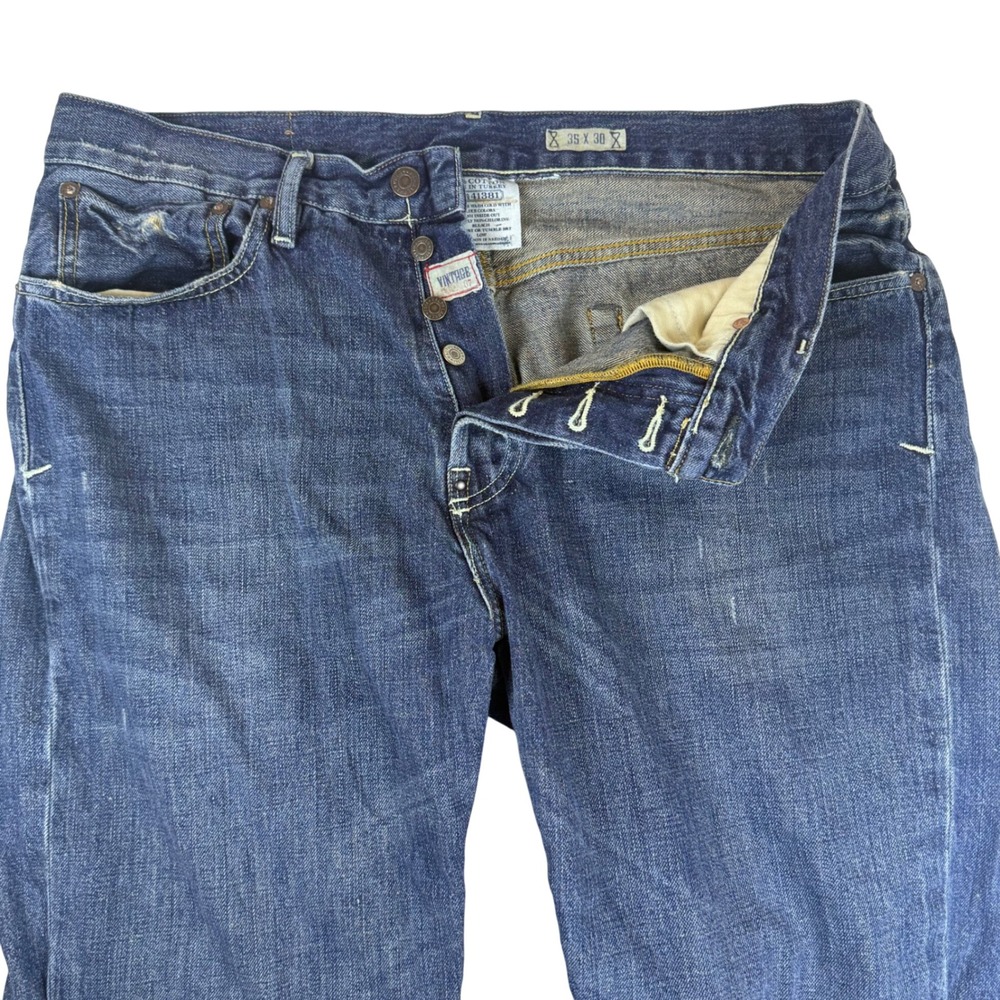 Polo Ralph Lauren Vintage Denim Jeans Button Fly Distressed Wash 35x30‎